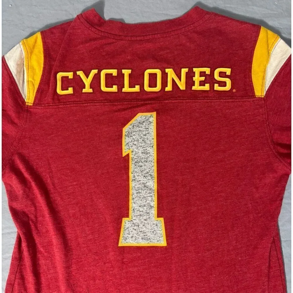NIKE Iowa State Cyclones NCAA #1 Red Jersey T-Shirt Womens Small